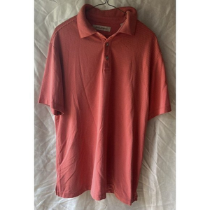 Tommy Bahama Polo Shirt Mens M Orange‎ Stripe Short Sleeve Pullover Collar